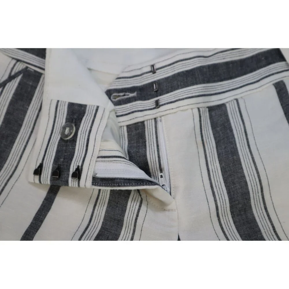 Express Women's Striped Linen-Blend Shorts Size‎ 6 White & Gray